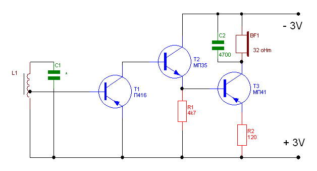 Схема простейшего радиоприемника